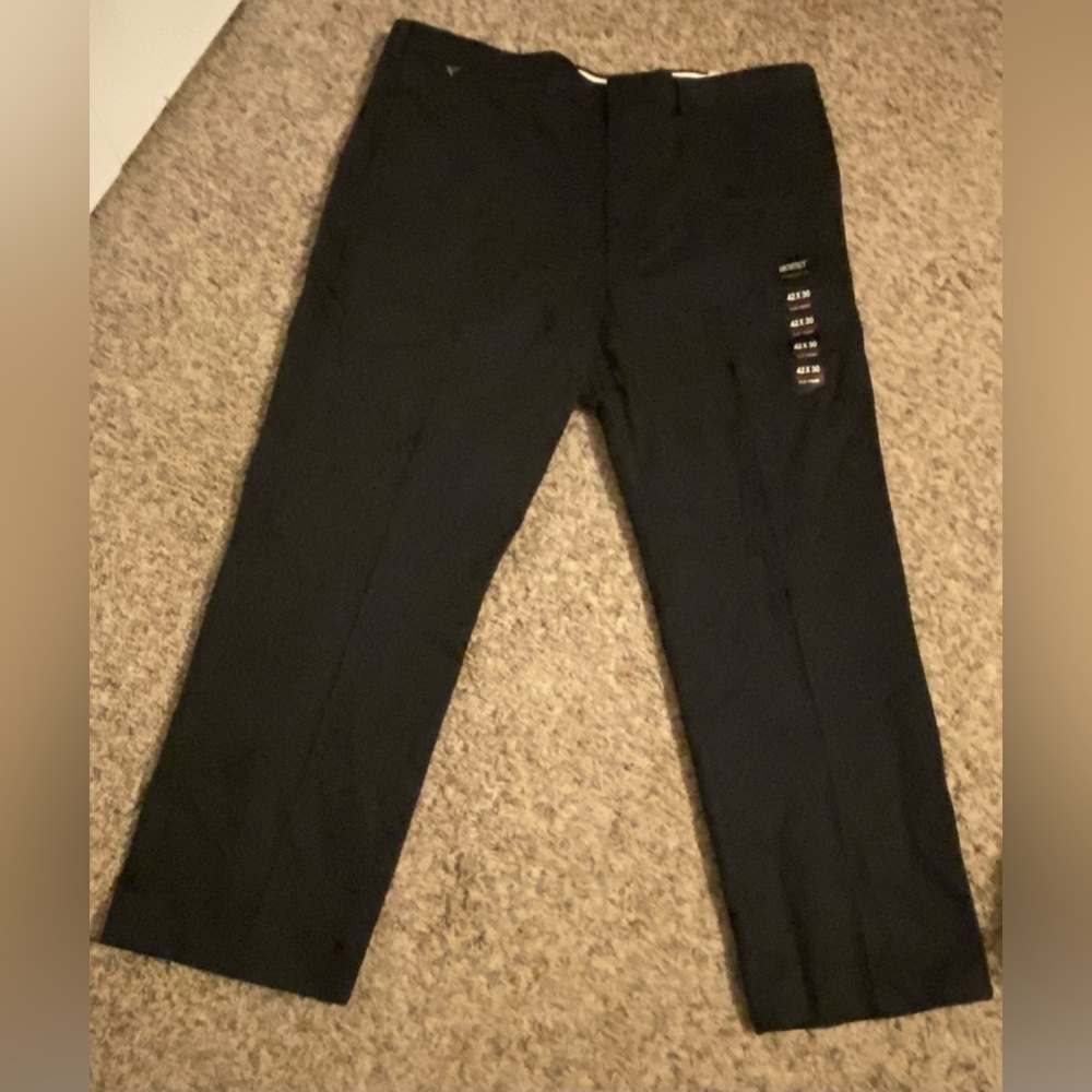 Architect Iron Free Flat Front Men’s Dress Pants, Black, 42x30